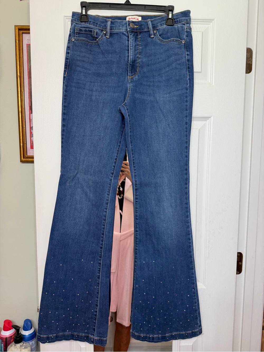 sofia by sofia vergara Medium Blue Embellished Flare Jeans